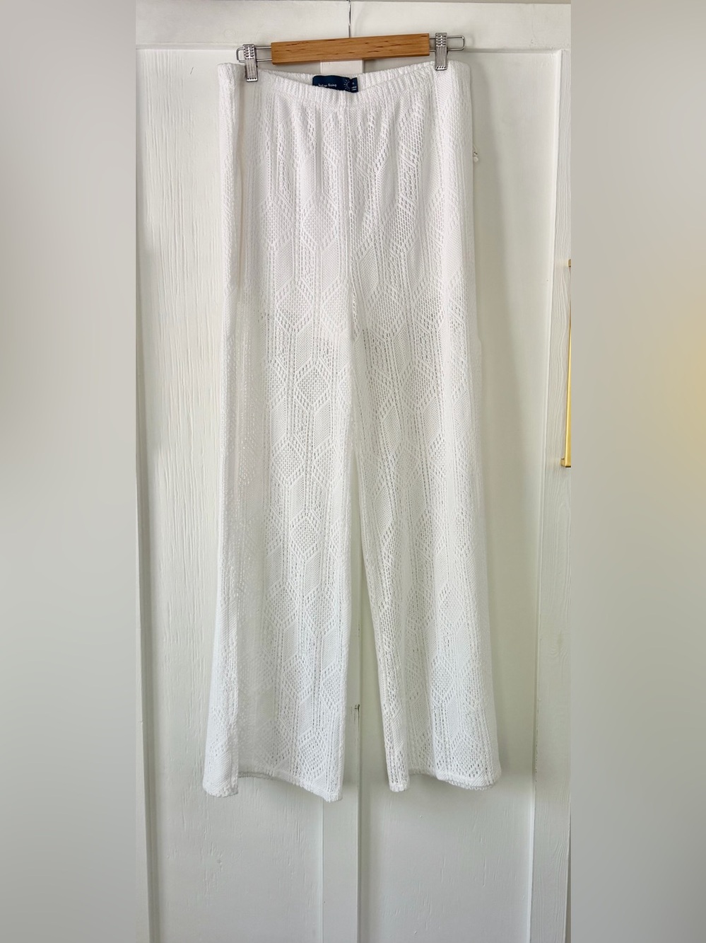 Indigo Rising X Anthropologie White Crochet Wide-Leg Pant, Size XL. NWOT